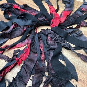 Red Fringe Hair Tie Black Mummy Costume Halloween Ponytail Cheerleader Zombie